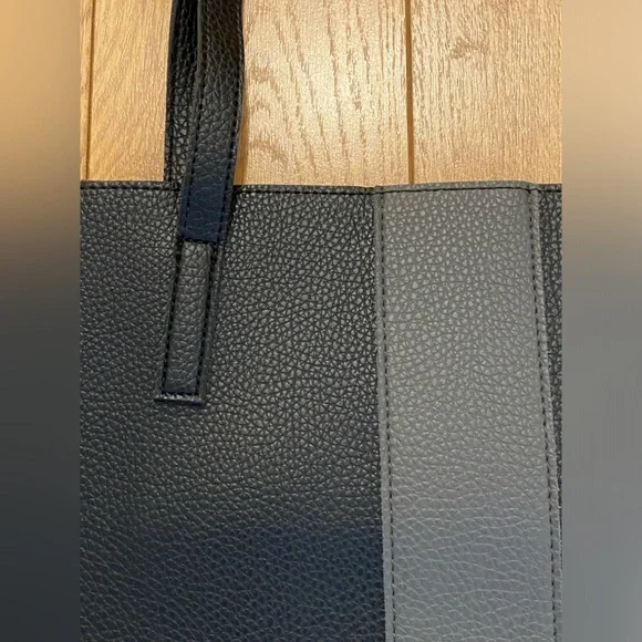 Vince Camuto Ciao Bella Black and Gray Leather Tote Bag – 17"x 11.5" - Picture 2 of 9